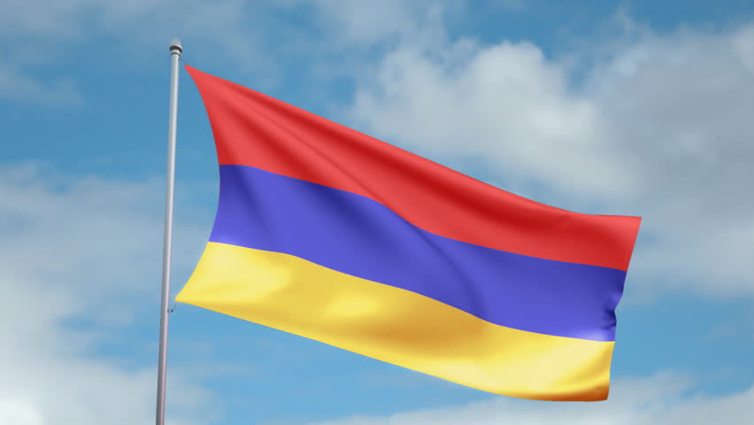HD 1080p clip with a slow motion waving flag of Armenia. Seamless, 12 seconds