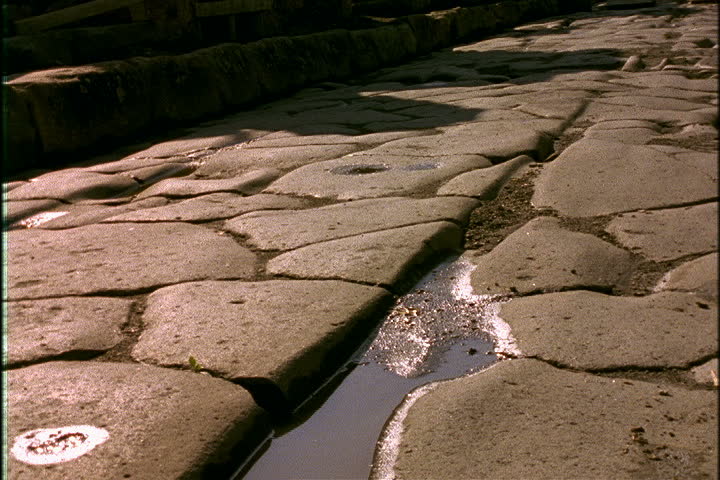 Old stone road in Naples, Italy.