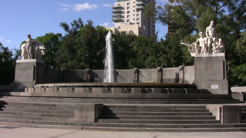 Historic fountain Riqueza Agropecuaria Argentina in Buenos Aires, a german donation from 1910 (source HDV 1080i50, Can. HV30).