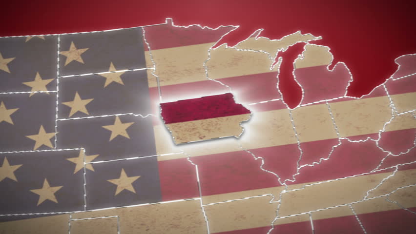 USA Map, Iowa pull out. No signs or letters so you can insert own graphics,