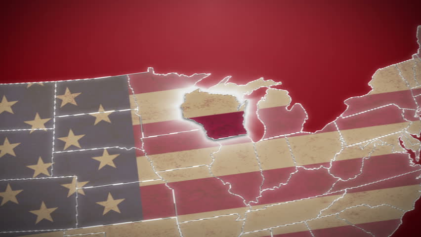 USA Map, Wisconsin pull out. No signs or letters so you can insert own graphics,