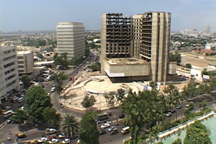 KARACHI, PAKISTAN - SEPTEMBER 13, 2002: Never completed Karachi National Commodoties Exchange building stands in disuse.