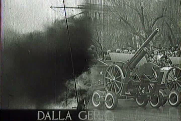 1940s - Captured Italian war film from 1941 shows war efforts in Germany as warships attack.