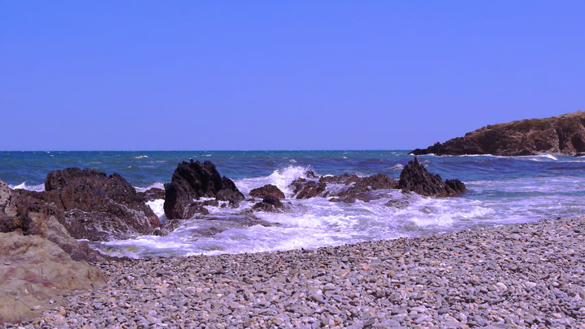 Waves at the Mediterranean coast, france