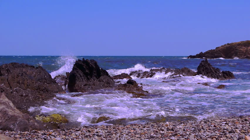 Waves at the beach. Mediterranean coast, france