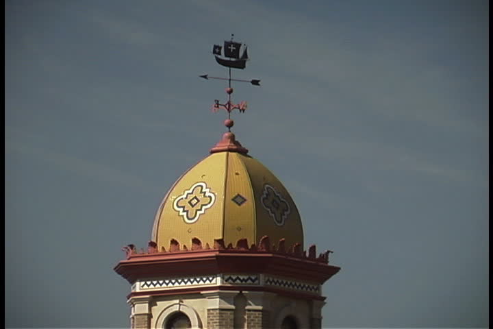  Close up of Spanish-style turret in Kansas City, Missouri.