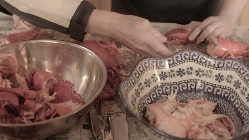 Preparing a fresh lobster dinner