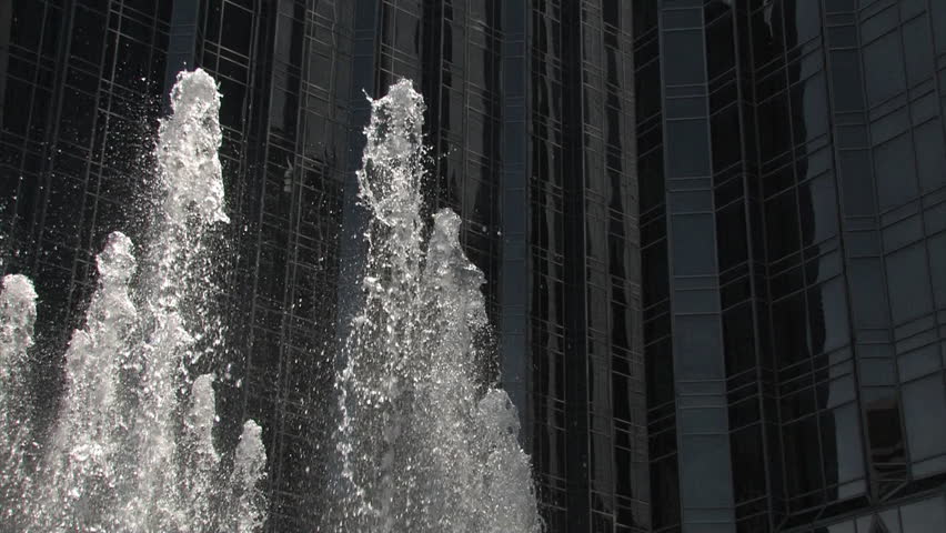 The water fountain at PPG Place in downtown Pittsburgh, Pennsylvania.
