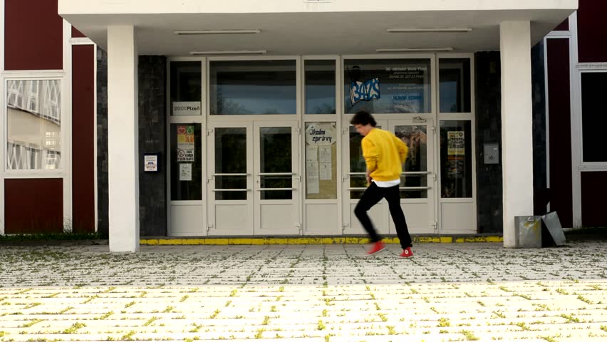 Boy dancing before school