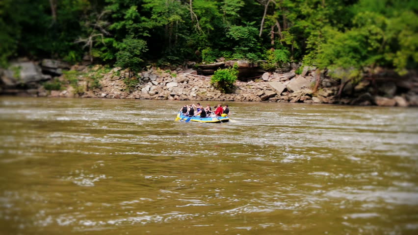 White water rafters on the New River in West Virginia.