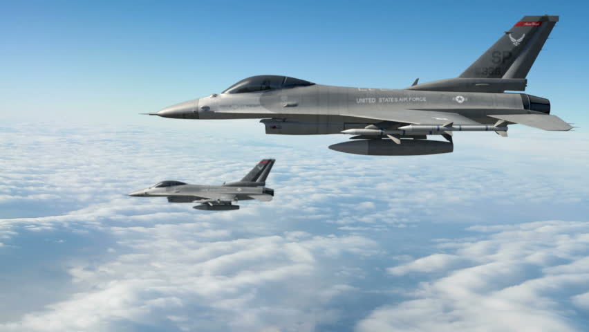 F-16 Fighting Falcons.  F-16 Fighting Falcon is a U.S. single-engine multirole