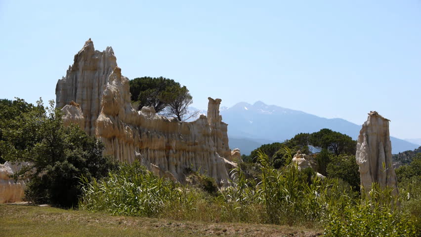 Sandstone rocks of the organ-pipes of  Ille sur Tet, France