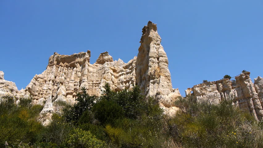 Sandstone rocks of the organ-pipes. Orgues Ille sur Tet, France