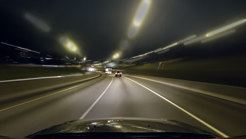 Fantasy timelapse of driving on Portland freeways at night