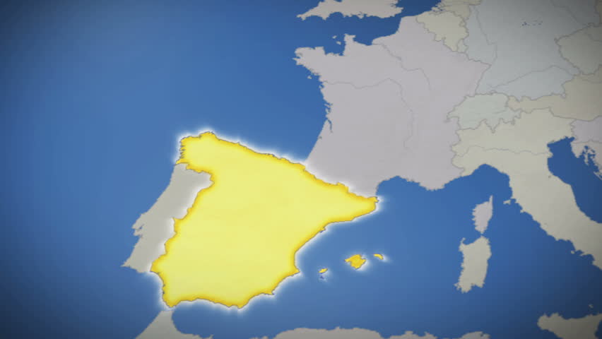 Spain on map of Europe. No signs or letters so you can insert own graphics,