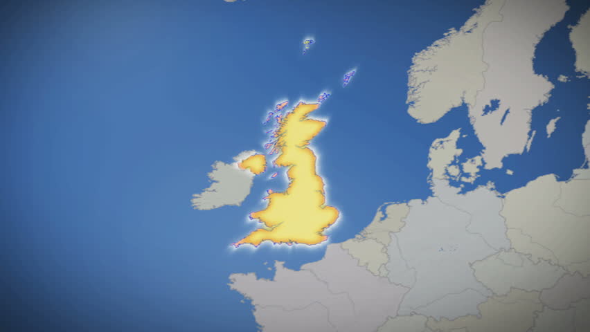 United Kingdom on map of Europe. No signs or letters so you can insert own