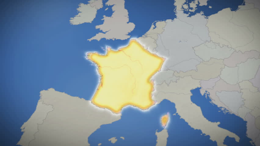 France on map of Europe. No signs or letters so you can insert own graphics,