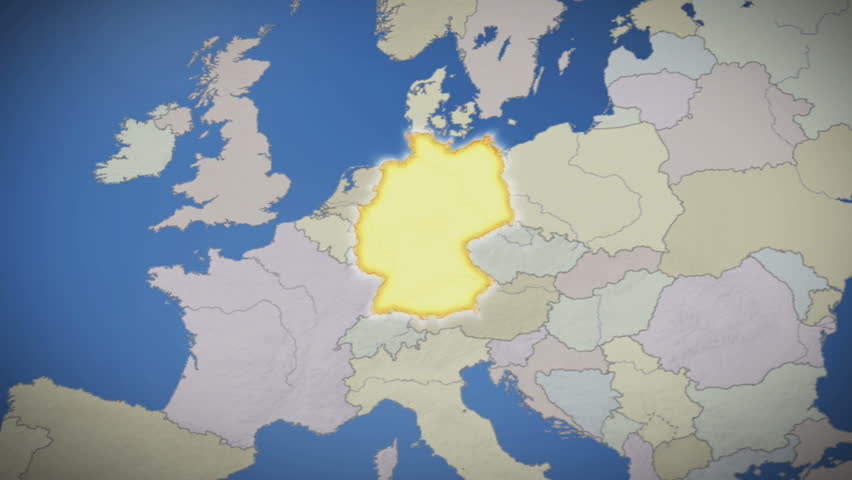 Germany on map of Europe. No signs or letters so you can insert own graphics,
