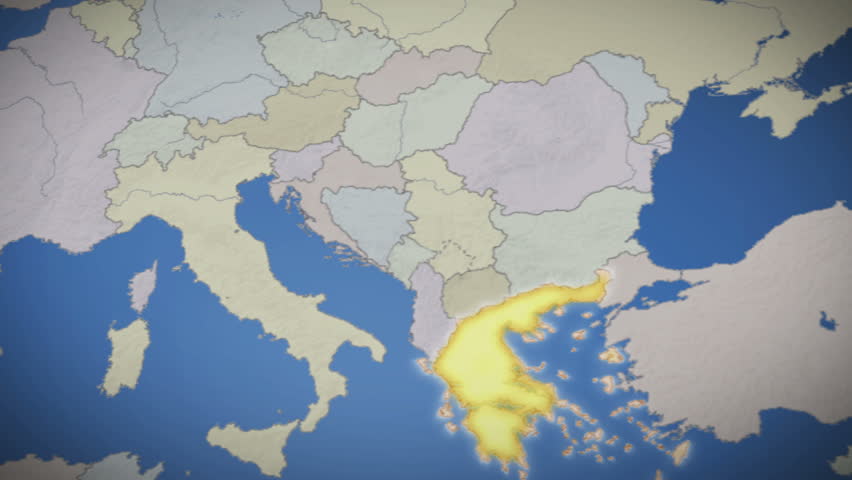 Greece on map of Europe. No signs or letters so you can insert own graphics,