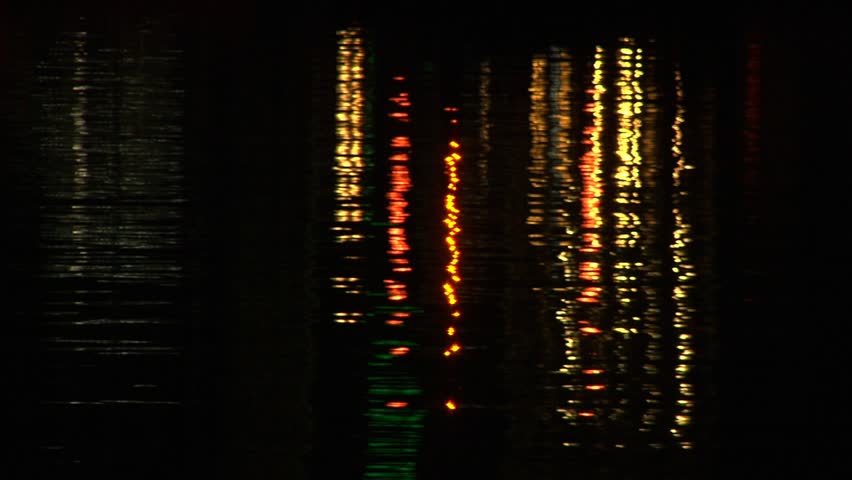 light reflection on water at night