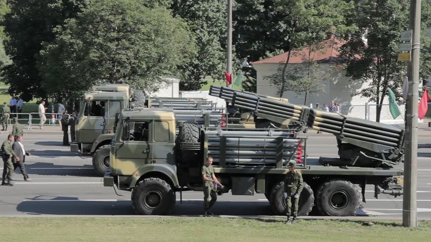 Machines with missiles on the street