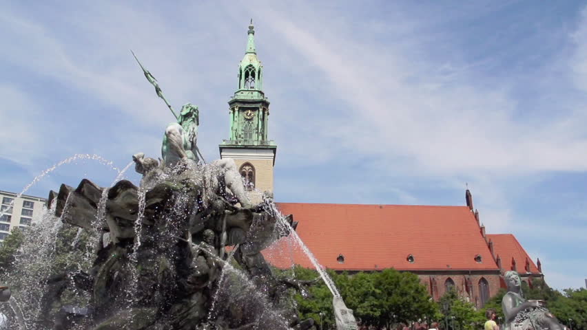 Neptun fountain and church in Berlin