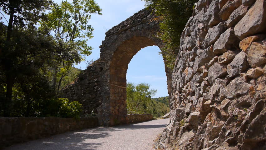 Ancient gate of Castelnou, Beautiful village in south France