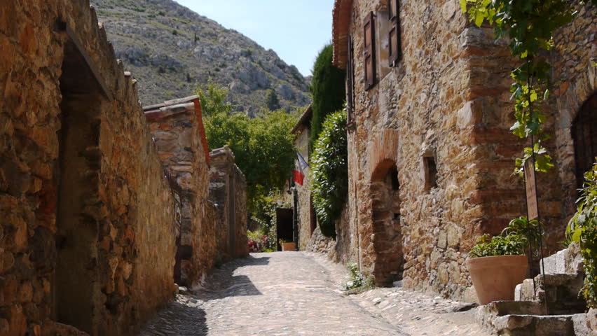 Street of Castelnou, Beautiful village in south France