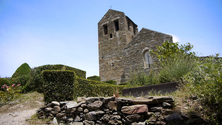 Old tower of a priory. Prieure de Serrabonne, France