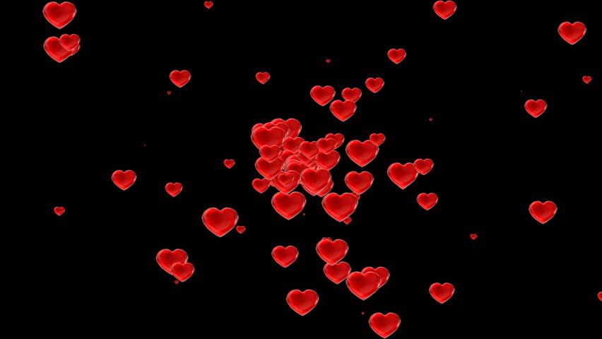 Valentine Love Hearts - Black Background