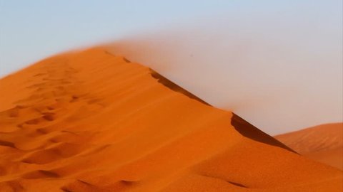 Sossusvlei, famous sand dunes landscape on a windy day, in Nanib desert near Sesriem, Namibia 