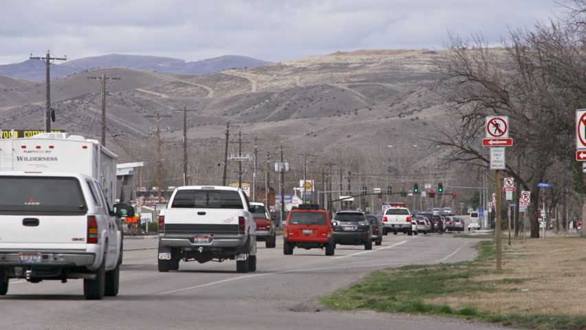 BOISE, ID - MARCH 2013 - Cars and trucks drive on Chinden Boulevard on a cloudy