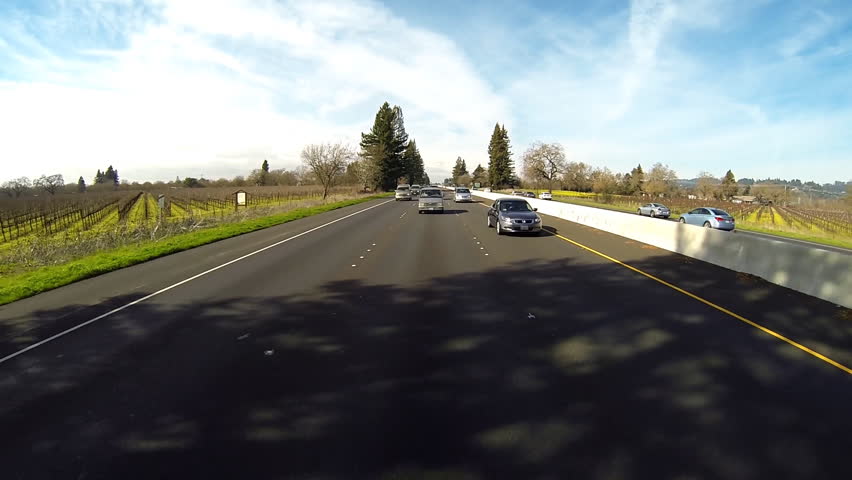 SANTA ROSA, CA - FEBRUARY 2013 - Cars drive southbound on Highway 101 in
