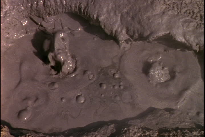 Bubbling surface of hot spring in Yellowstone National park, Wyoming.