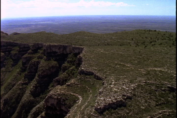 Aerial along Guadeloupe Mountains escarpment in Carlsbad Caverns National Park, New Mexico.