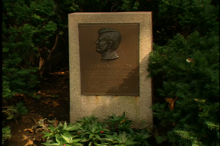 Plaque marking the John F. Kennedy birthplace house on Beals Street in Boston, Massachusetts.