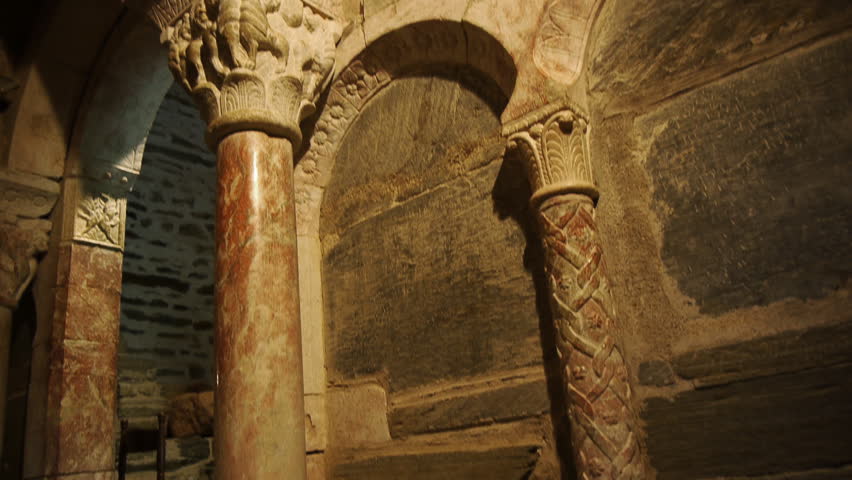 Interior of an old priory. Prieure de Serrabonne, France