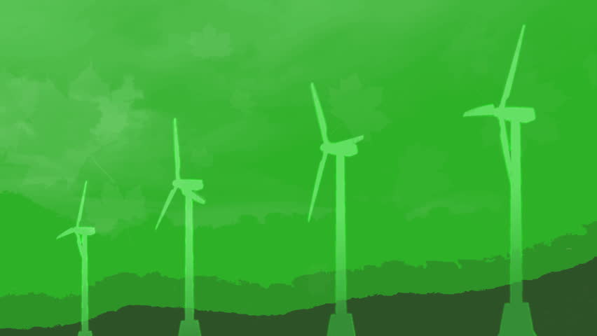 Abstract animation of a wind farm. HD 1080p perfect loop with alpha channel. 