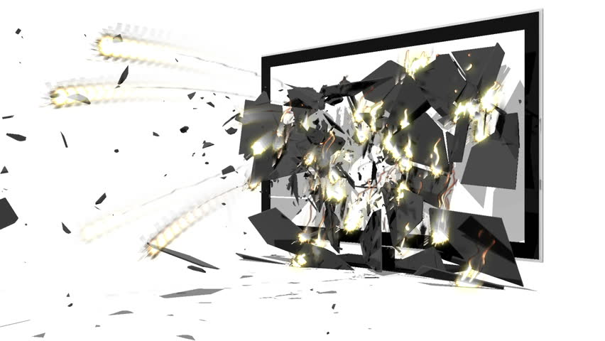 Tv Screen explodes perspective version.
