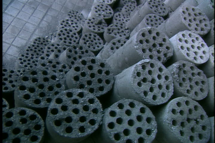 Stack of honeycomb coal bricks in Beijing, China