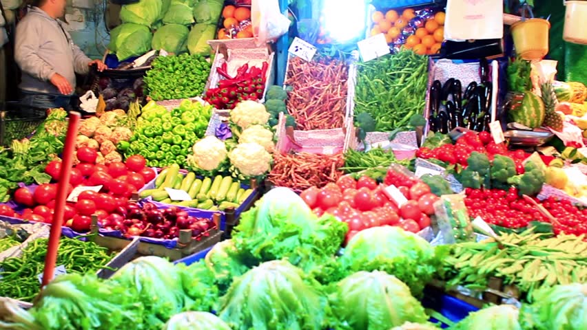 ISTANBUL - NOV 17: Various fresh vegetables at Kadikoy Market on November 17,