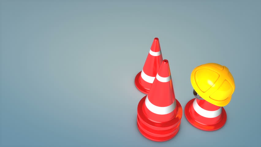 Construction cones and safety hat.
