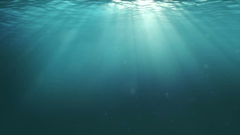 Photorealistic Underwater Scene with Sunrays shining through the water's surface. Used bubbles from Real Shot. Horizontal angle of view (90 degrees). Full HD 1080p