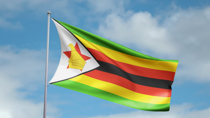HD 1080p clip of a slow motion waving flag of Zimbabwe. Seamless, 12 seconds