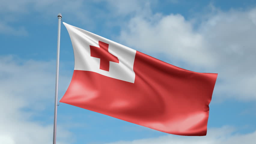 HD 1080p clip of a slow motion waving flag of Tonga. Seamless, 12 seconds long