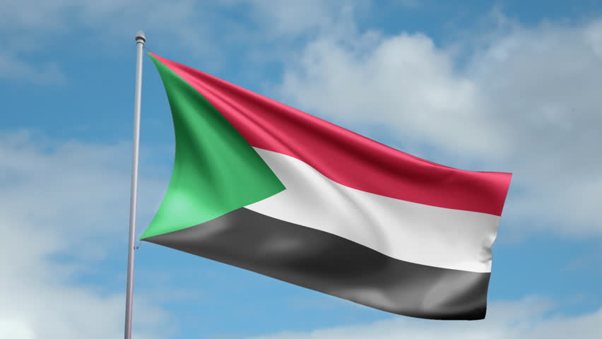 HD 1080p clip of a slow motion waving flag of Sudan. Seamless, 12 seconds long