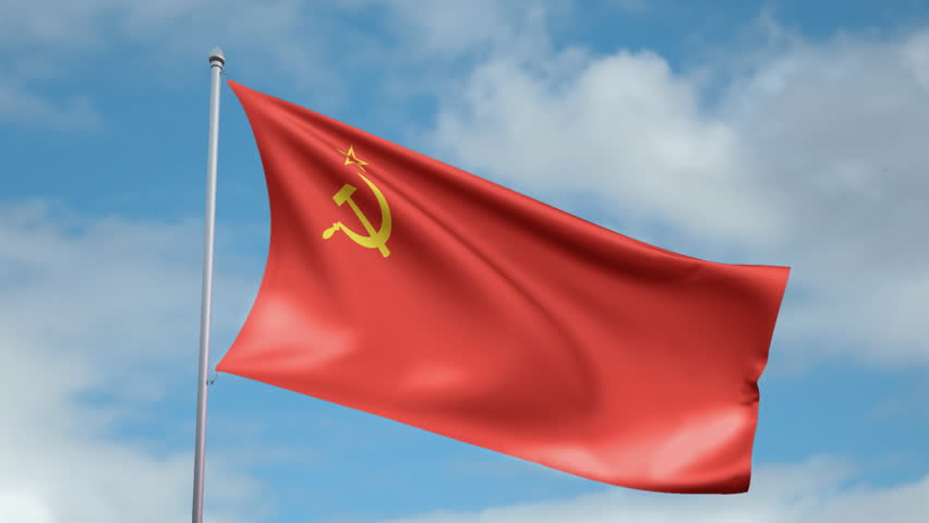 HD 1080p clip of a slow motion waving flag of the Soviet Union. Seamless, 12