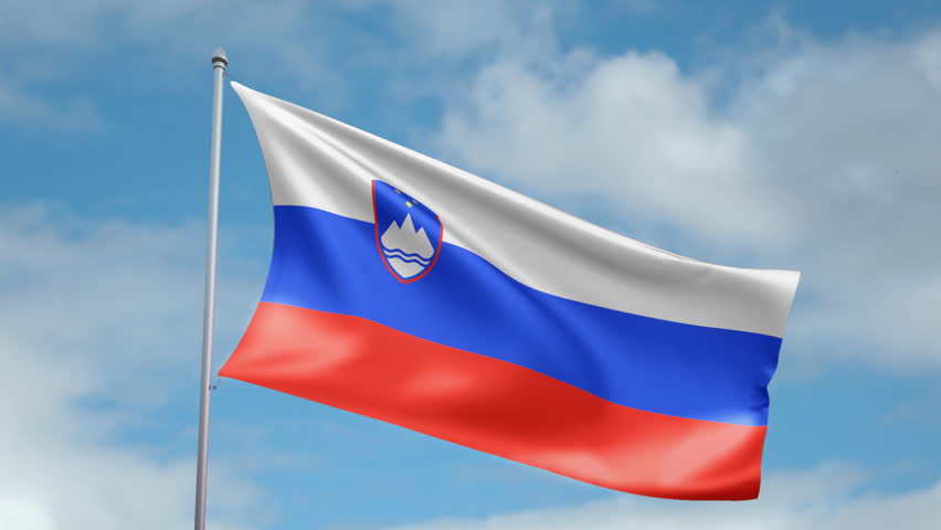 HD 1080p clip of a slow motion waving flag of Slovenia. Seamless, 12 seconds