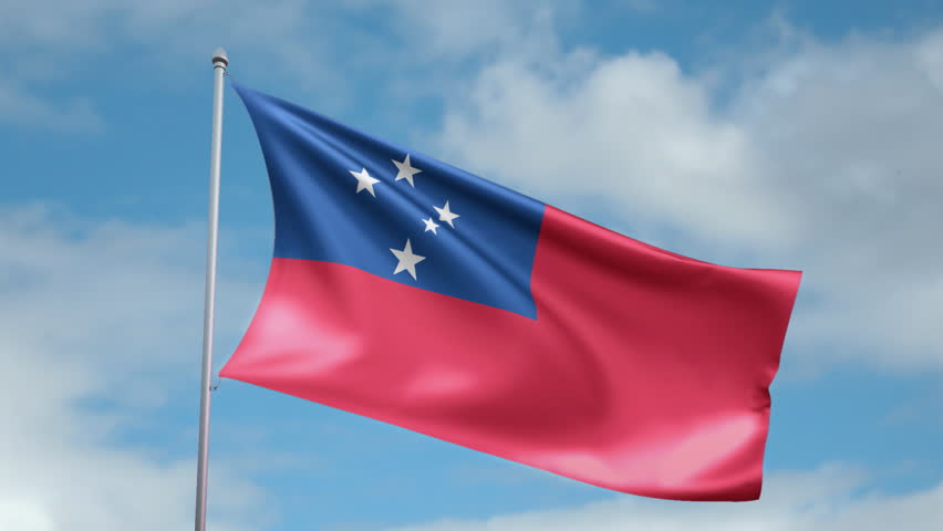 HD 1080p clip of a slow motion waving flag of Samoa. Seamless, 12 seconds long