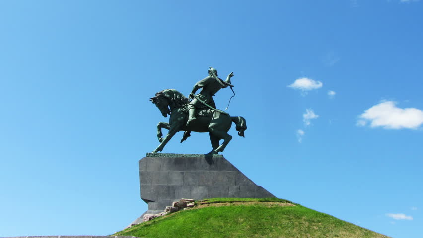 salavat yulaev monument in ufa russia - timelapse